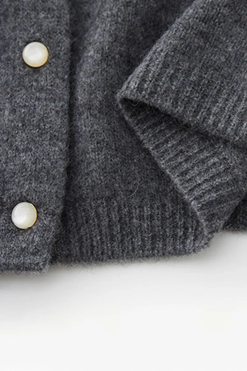 100 Wool Dog Jacquard Crewneck Cardigan