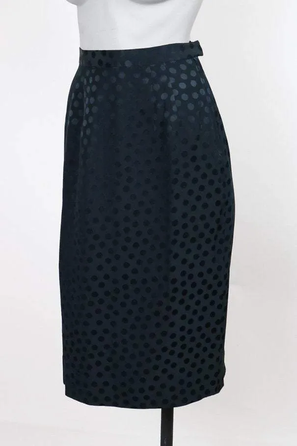 1980s Albert Nipon Polka Dot Silk Skirt
