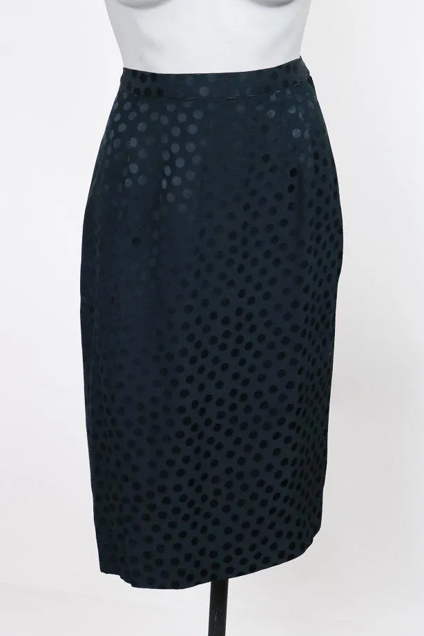 1980s Albert Nipon Polka Dot Silk Skirt