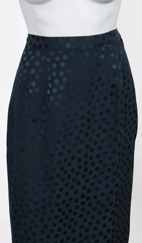 1980s Albert Nipon Polka Dot Silk Skirt