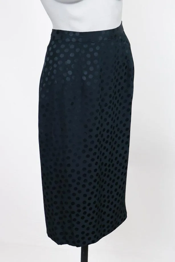 1980s Albert Nipon Polka Dot Silk Skirt