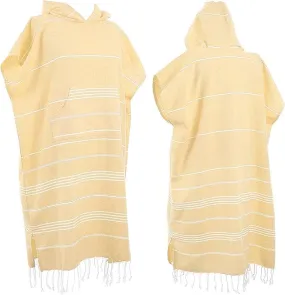 1Pcs Large Turkish Cotton Poncho Towel Surf Poncho Changing Towel Robe with Hood and Front Pocket Absorbent Wearable Hooded Beach Towel for Adult Man Women Beach Pool Swim(Yellow, M)