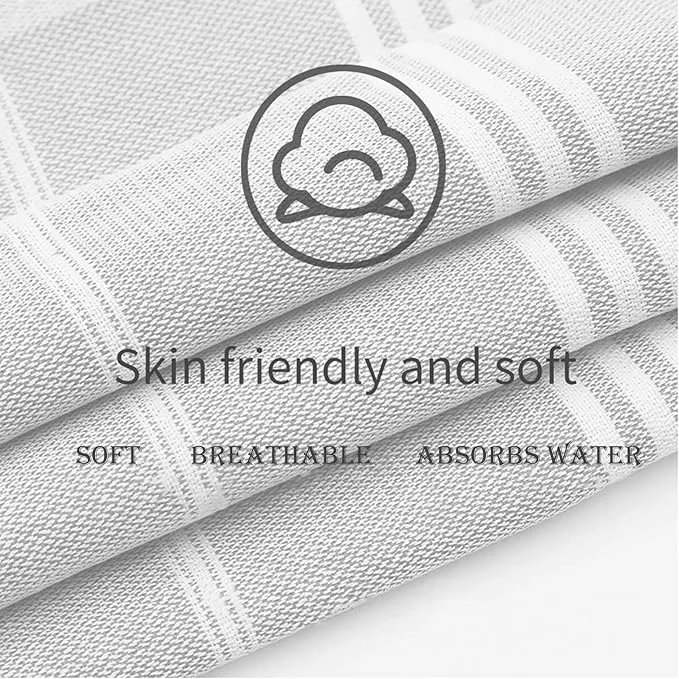 1pcs Large Turkish Cotton Poncho Towel Surf Poncho Changing Towel Robe with Hood and Front Pocket Absorbent Wearable Towel Hooded Beach Towel for Adult Man Women Surf Beach Pool (Light grey, Large)