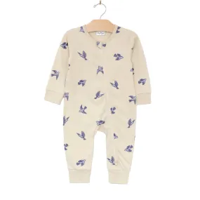 2 Way Zip Romper- Bluebirds