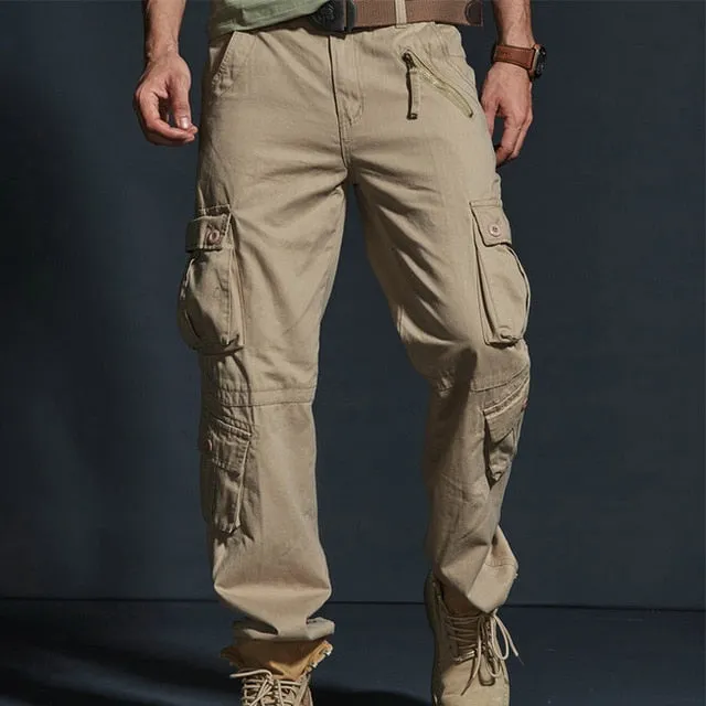 2021 Spring Hot Tactical Mens Cargo Pants Cotton Casual Multi-Pocket Military Men Pants Pantalon Homme