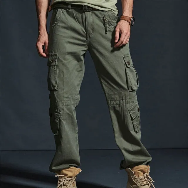 2021 Spring Hot Tactical Mens Cargo Pants Cotton Casual Multi-Pocket Military Men Pants Pantalon Homme