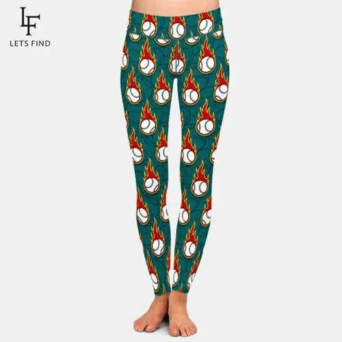 3D Balls Print High Quality Women Pant Fashion High Waist