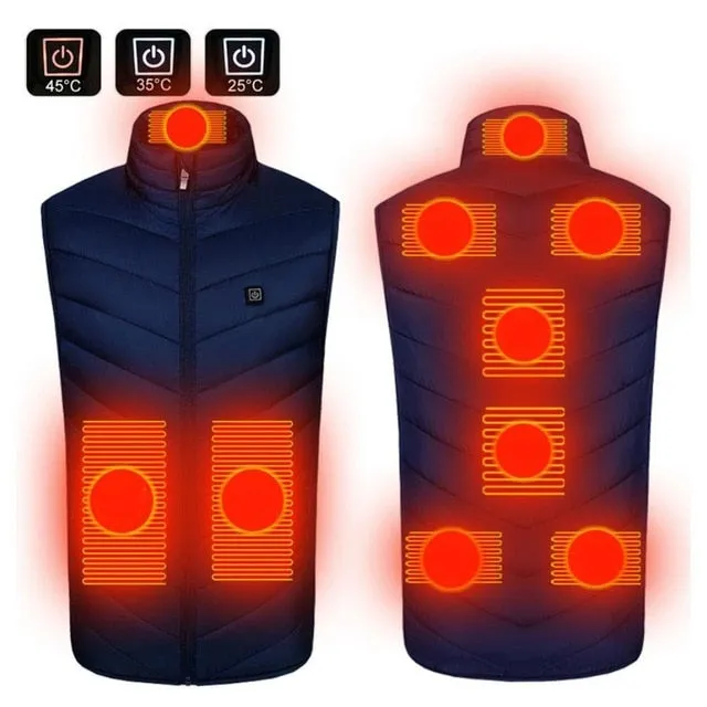 9 Areas Men Heated vest Smart heating Cotton Vest USB Infrared Electric Heating Vest Women Outdoor Thermal Winter Warm Jacke