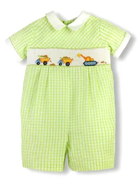 90079-Smocked Construction Baby Boy Romper