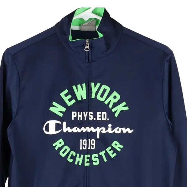 Age 13-14 Champion Spellout Track Jacket - XL Navy Polyester
