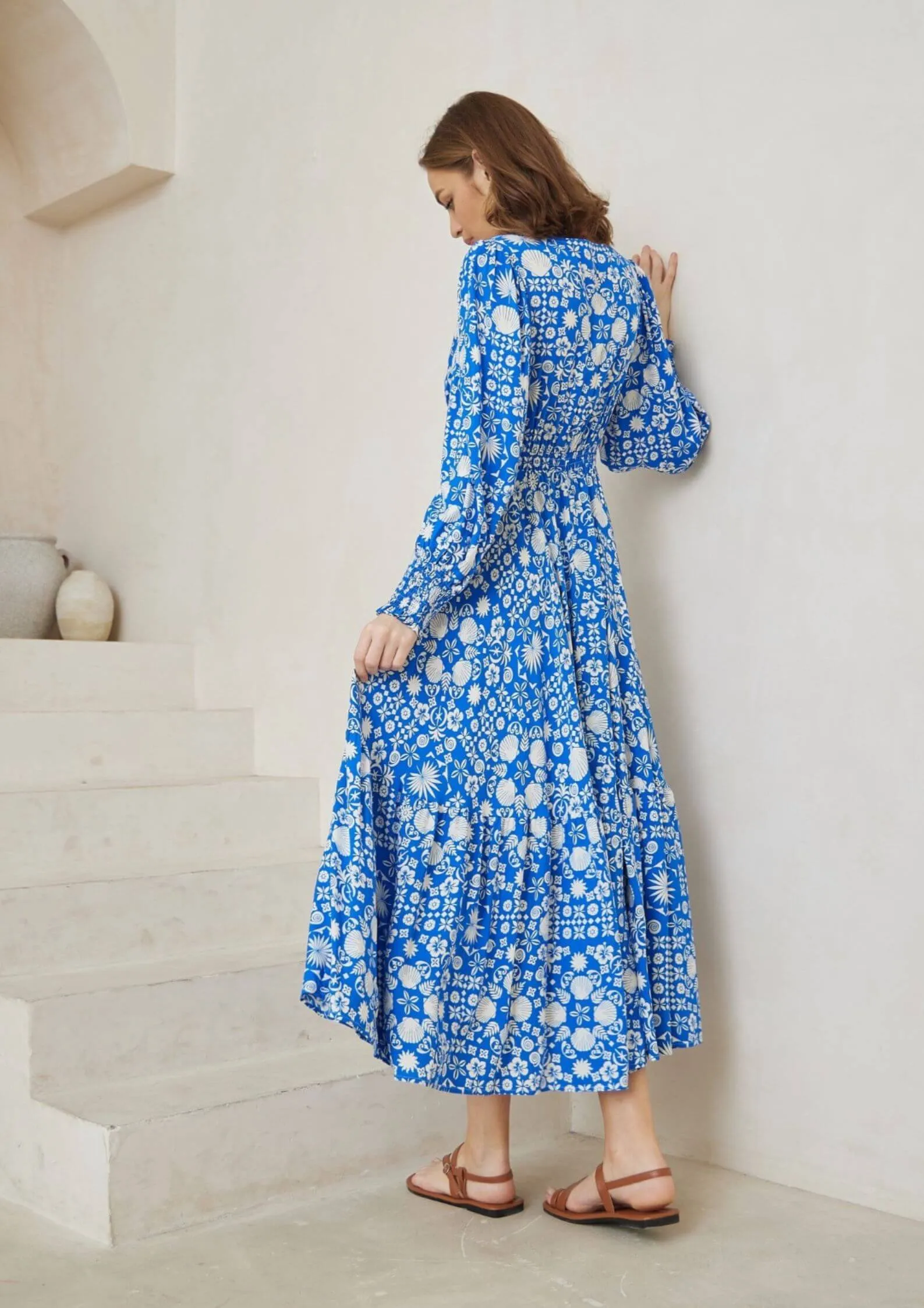 Alexis Long Sleeve Maxi Dress in Cerulean Blue