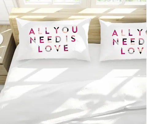 All You Need Is Love Pillowcase (One 14x20.5 Toddler Size Pillow Case) Couples Gifts For Her - Wedding Decoration - Anniversary Gift Birthday Present