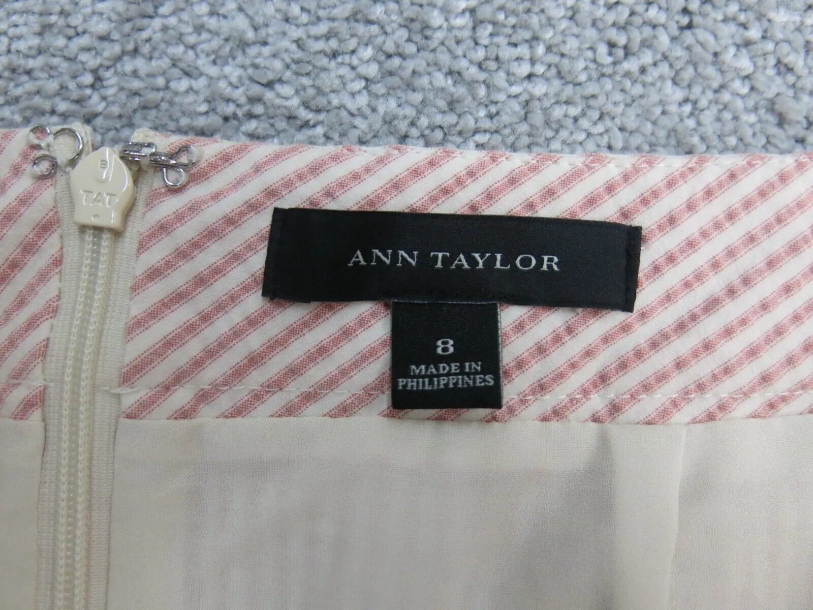 ANN Taylor Womens Straight Pencil Striped Skirts Back Zip White Peach Size 8
