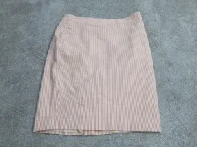 ANN Taylor Womens Straight Pencil Striped Skirts Back Zip White Peach Size 8