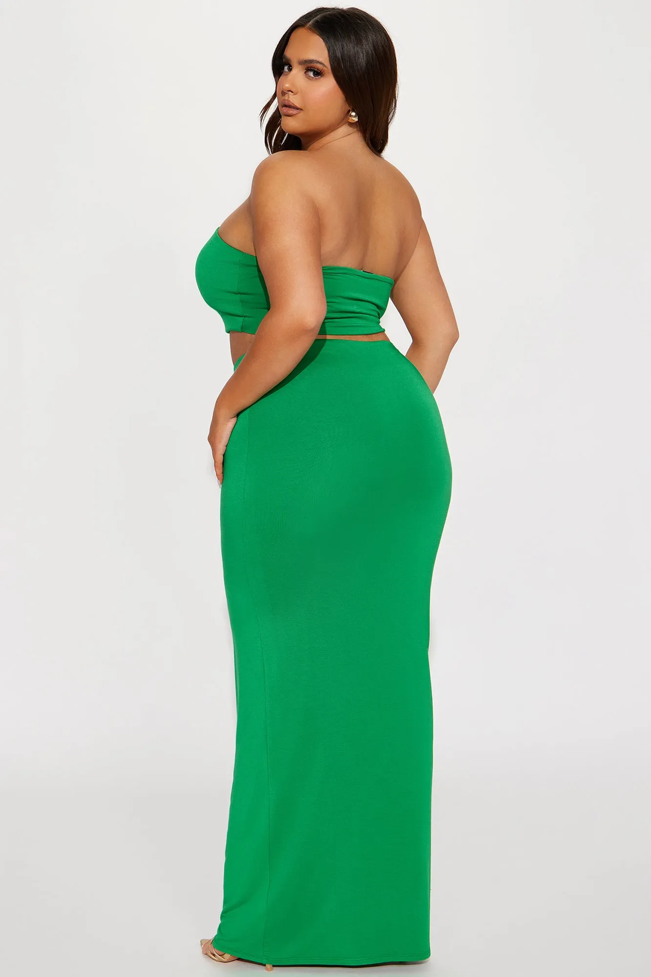 Another Time Double Lined Skirt Set - Green