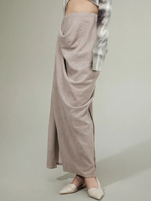 Asymmetry Slit Drape Skirt