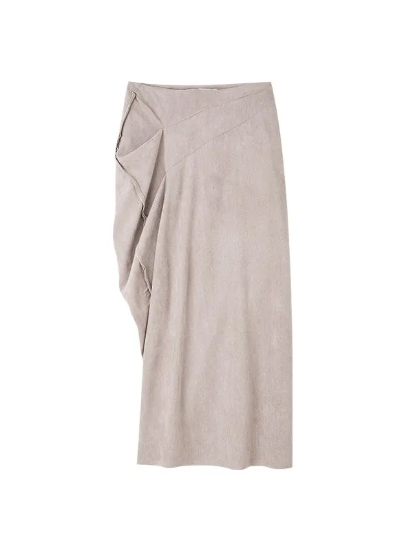 Asymmetry Slit Drape Skirt