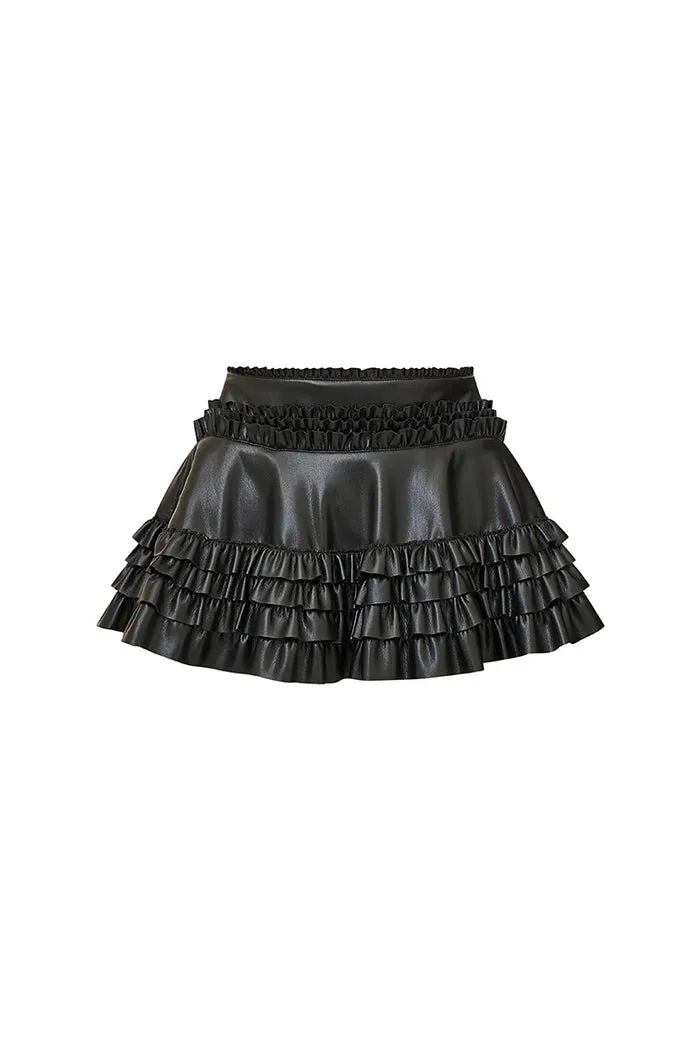 Audria Vegan Leather Skirt in Black