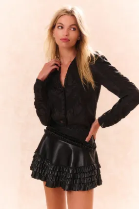 Audria Vegan Leather Skirt in Black