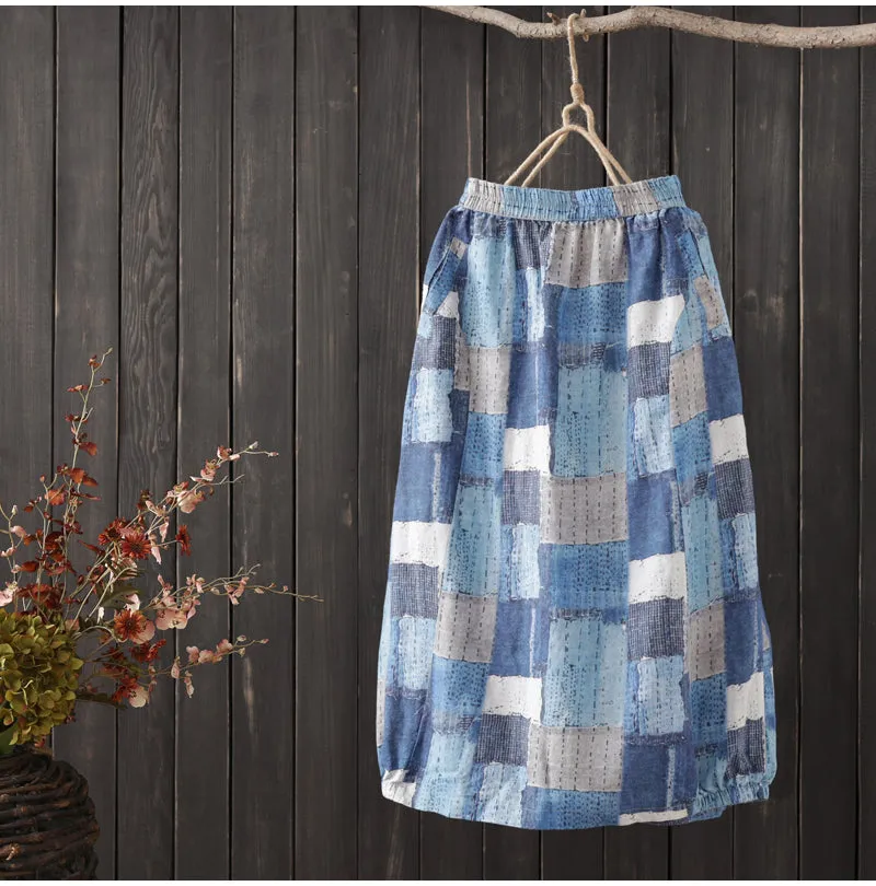 AUTUMN VINTAGE INSPIRED ORGANIC COTTON MIDI SKIRT
