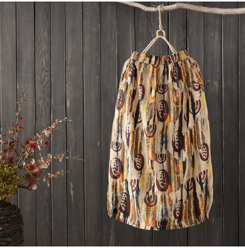 AUTUMN VINTAGE INSPIRED ORGANIC COTTON MIDI SKIRT