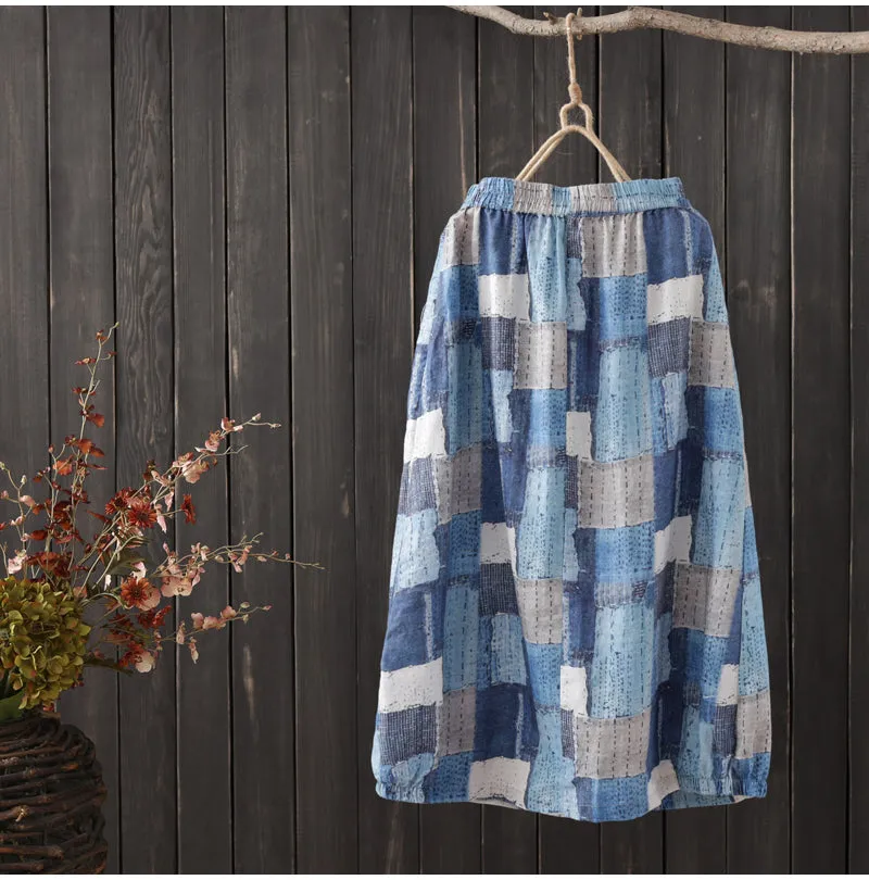 AUTUMN VINTAGE INSPIRED ORGANIC COTTON MIDI SKIRT
