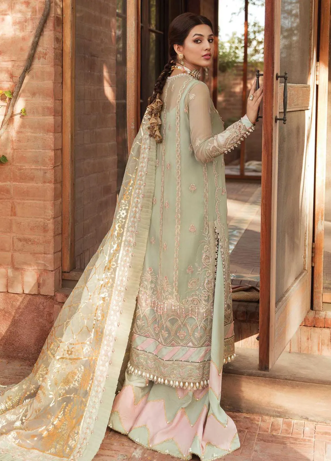Ayzel Sangat By Afrozeh Embroidered Chiffon Unstitched 3 Piece Suit - BAHAAR BANU