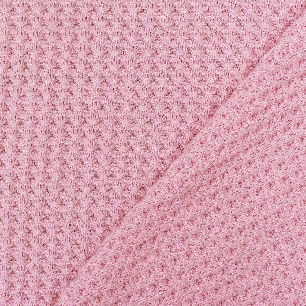 Baby Pink Solid Polyester Rayon Thermal Knit Fabric