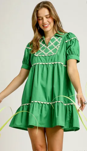 Babydoll Rickrack Trim Dress