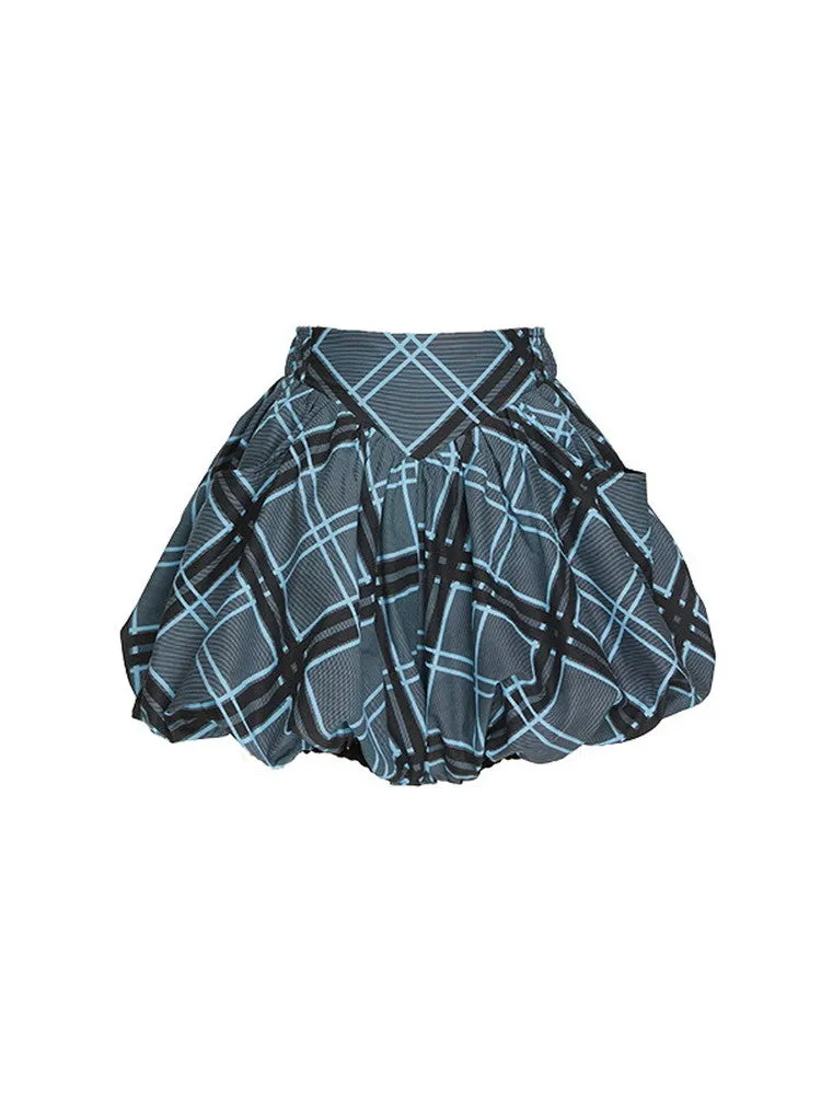 Balloon Checked Girly Short-Pants