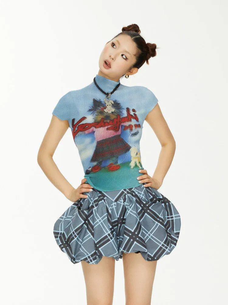 Balloon Checked Girly Short-Pants
