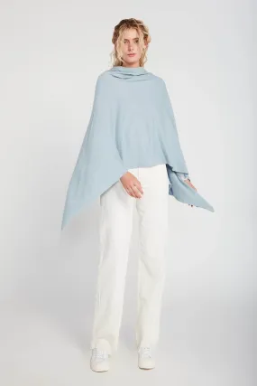 Basic Solid Soft and Easy Poncho - Light Blue