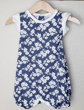 Bestaroo Vintage Indigo Floral Flutter Romper