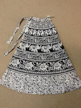 Black And White Elephant Wrap Skirt