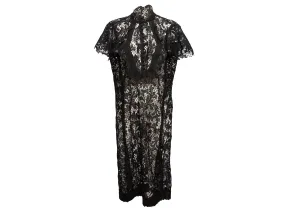 Black Sacai Short Sleeve Lace Dress Size US 2
