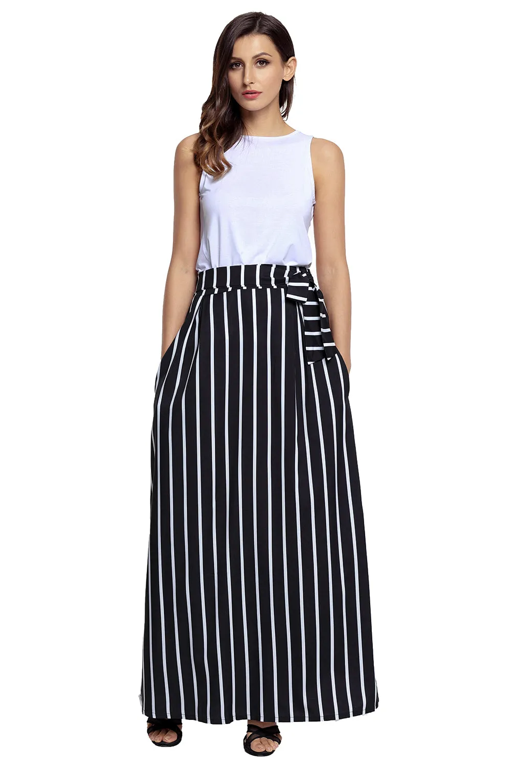Black Striped Maxi Skirt