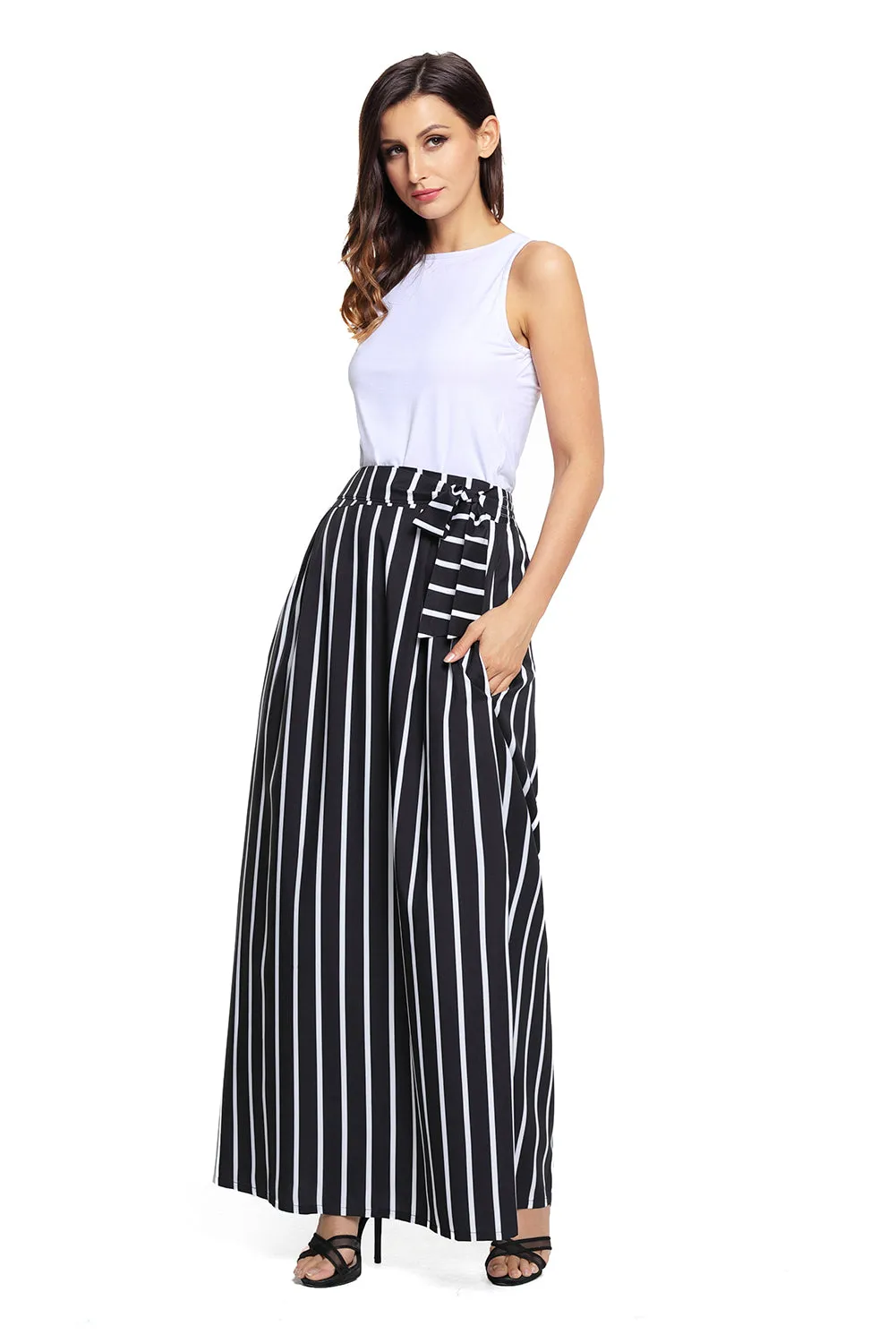 Black Striped Maxi Skirt