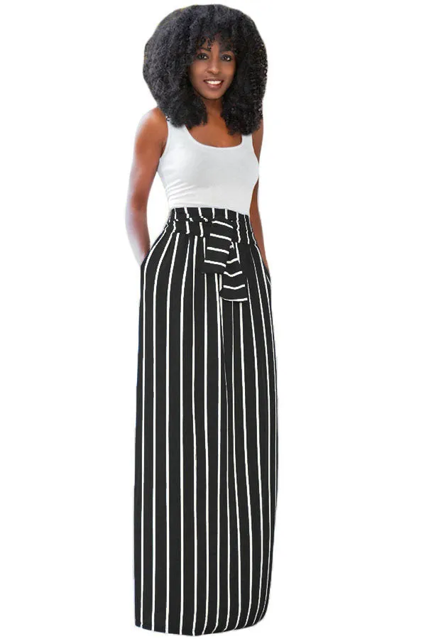 Black Striped Maxi Skirt