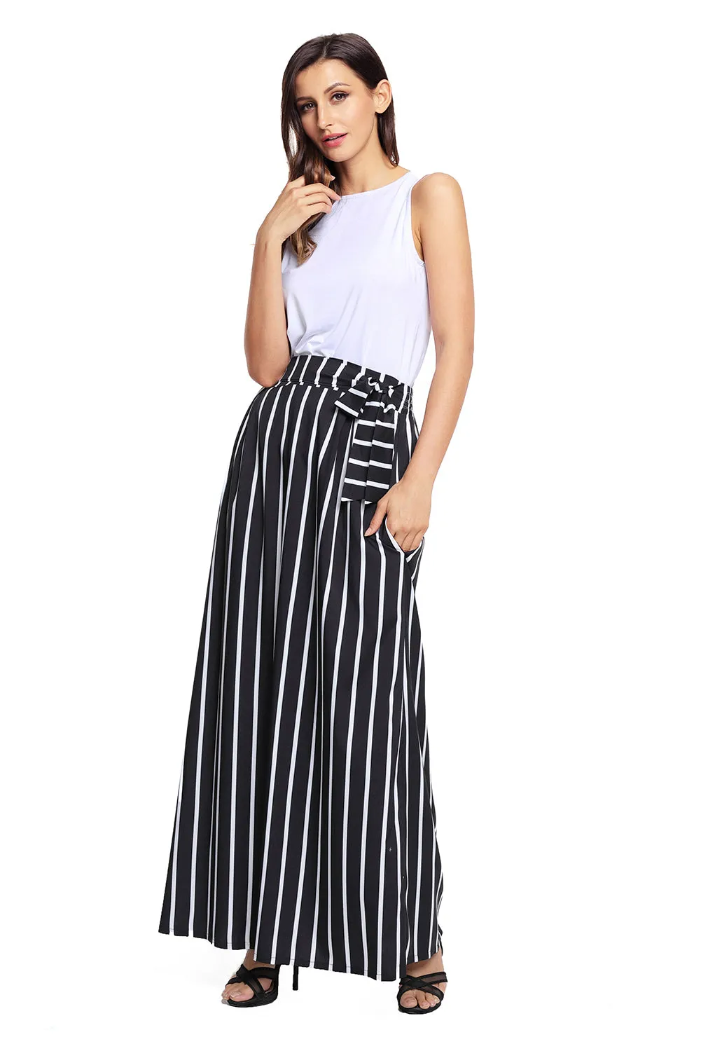 Black Striped Maxi Skirt