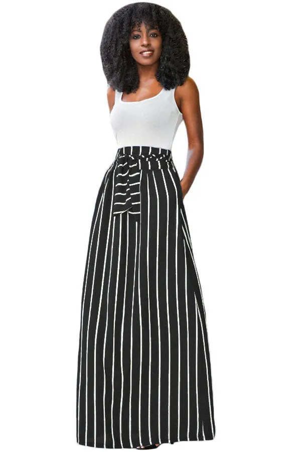 Black Striped Maxi Skirt