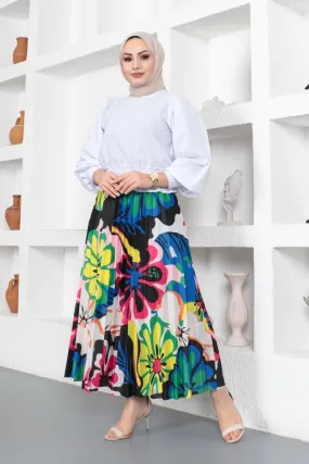 BNG Women Patterned Hijab Pleated Skirt Fuchsia - Clermont