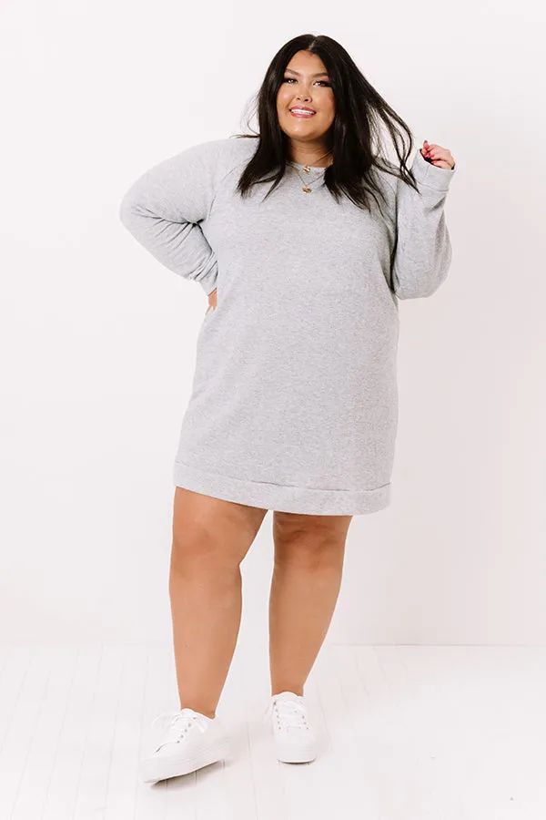 Bonfire Promises Shift Tunic Dress In Grey Curves