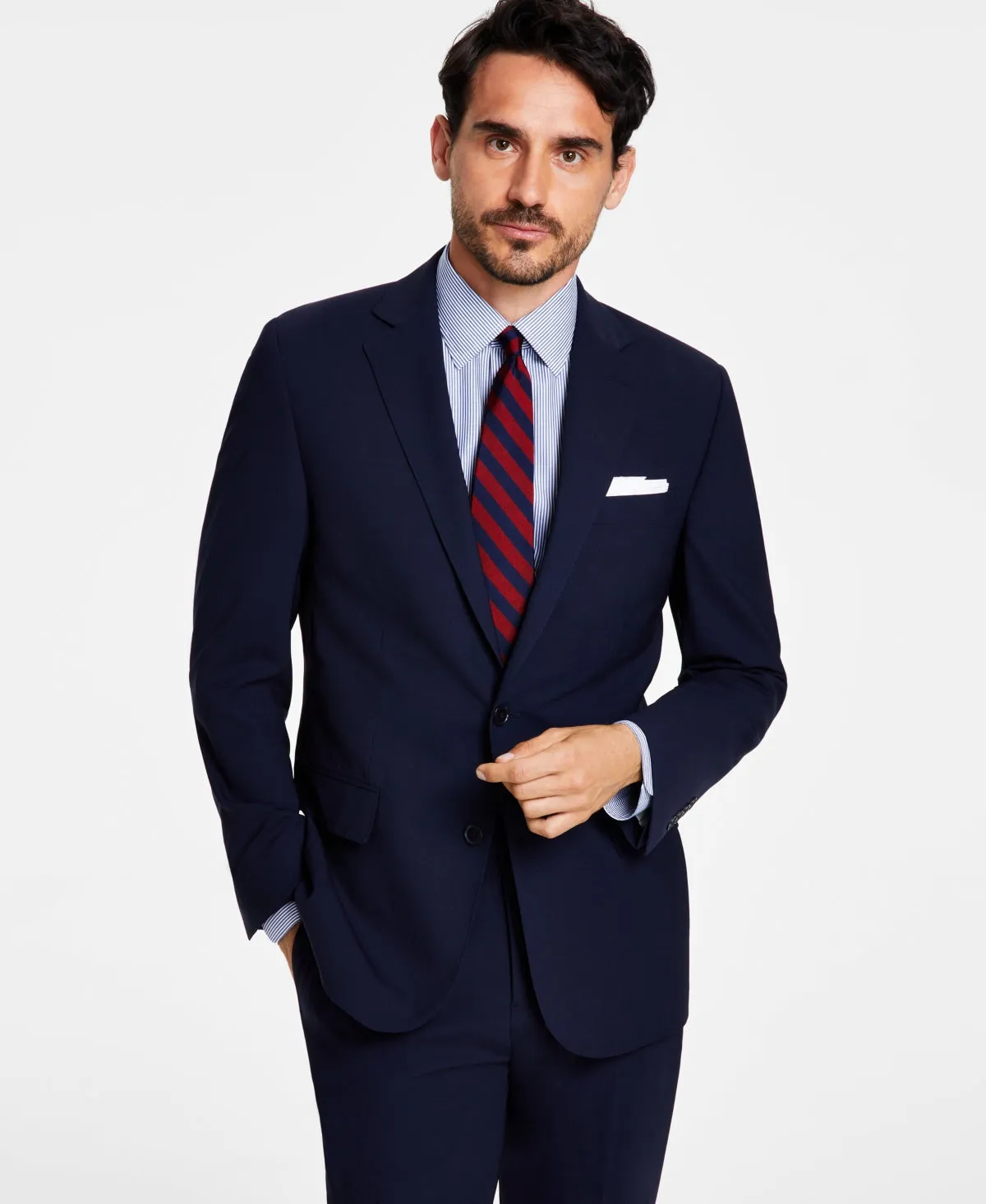 Brooks Brothers Mens Classic fit Sport Coat Blazer 44 R Blue Solid Stretch