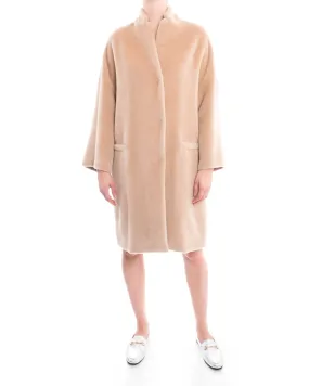 Brunello Cucinelli Nude Alpaca Wool Oversized Coat - M