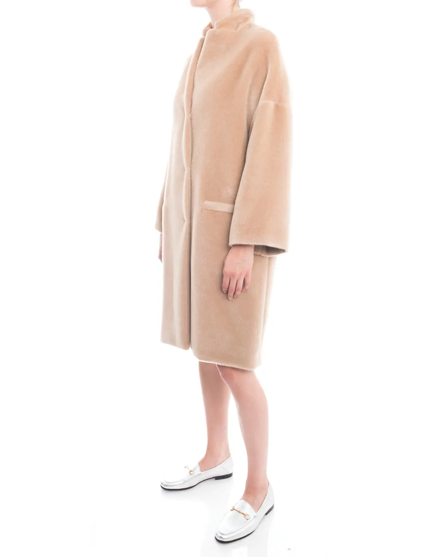 Brunello Cucinelli Nude Alpaca Wool Oversized Coat - M