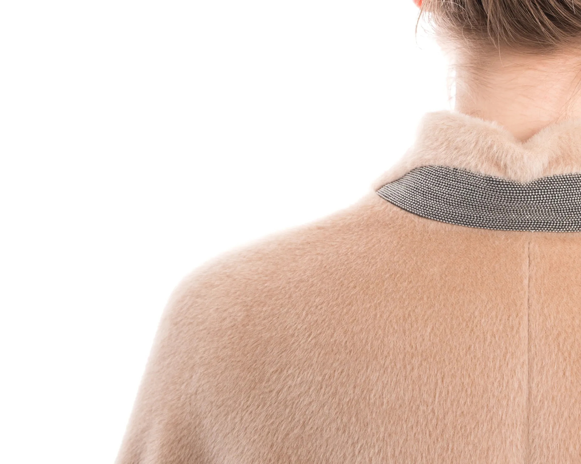 Brunello Cucinelli Nude Alpaca Wool Oversized Coat - M