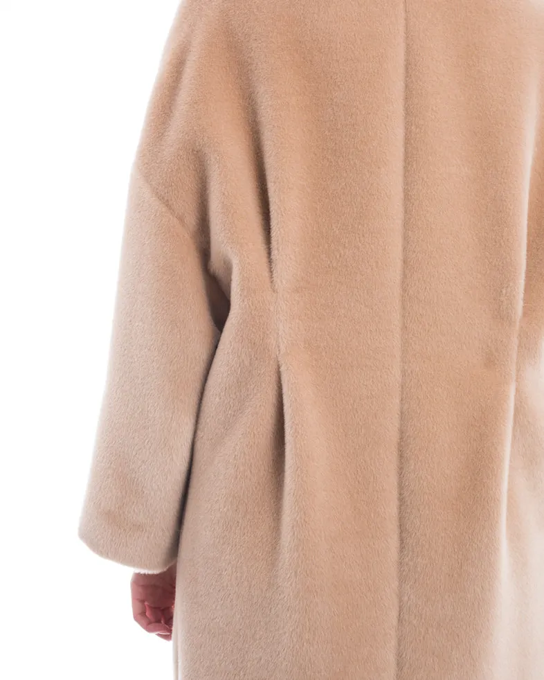 Brunello Cucinelli Nude Alpaca Wool Oversized Coat - M