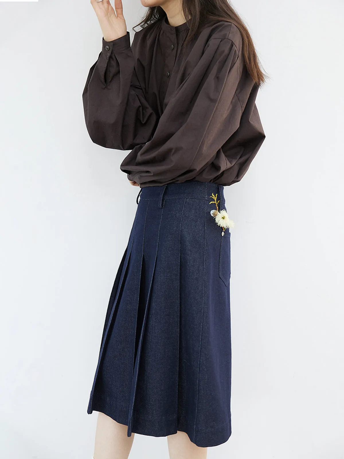 BULVBUTING カレッジスタイルデニムプリーツスカート BLBT008