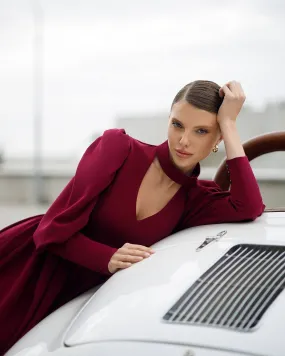 Burgundy long sleeve dress “Verona”