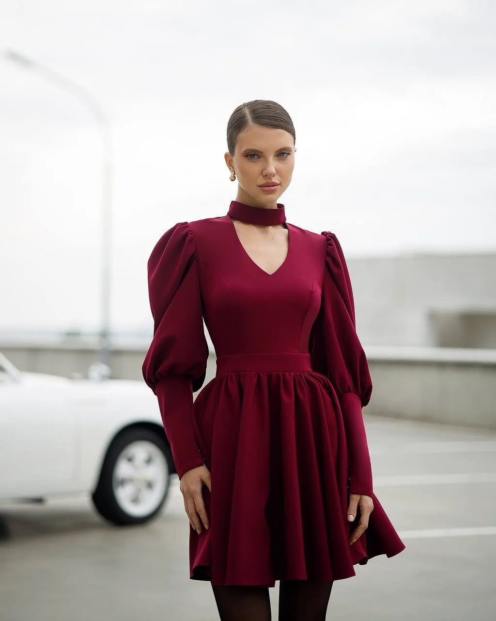 Burgundy long sleeve dress “Verona”